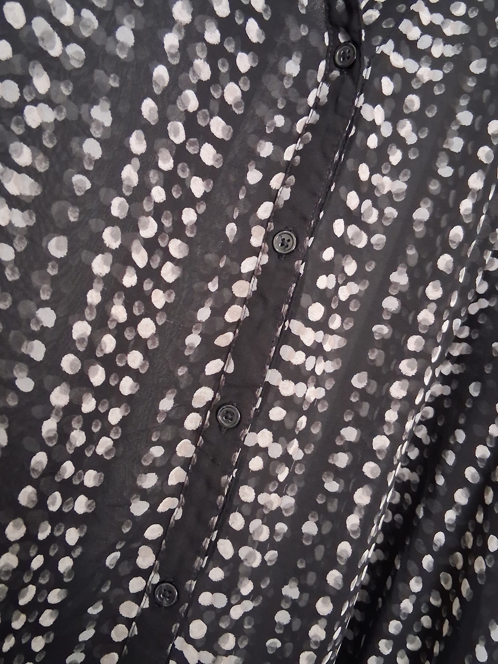 Old Navy Black Sheer Dot-Pattern Button-Up Blouse Size XXL - Picture 5 of 6